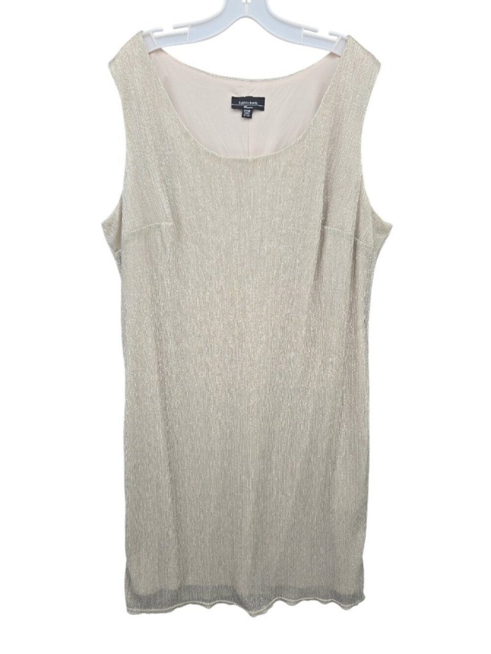 R&M Richards Shift Dress Metallic Plisse Sleeveless Lined Evening Holiday 22 W